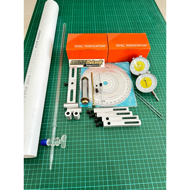 

busur derajat motor paket bundling dial indikator set buret lengkap dudukan stand dial dudukan top piston dan busur
