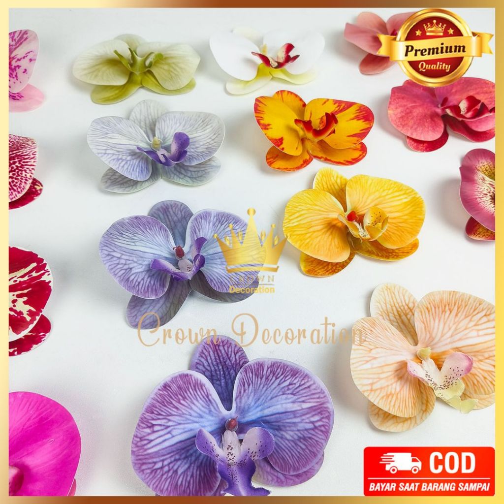 Kuntum Bunga Anggrek Palsu Bahan Latex 3D Premium Kelopak Orchid Artificial Grosir | Bunga Anggrek B