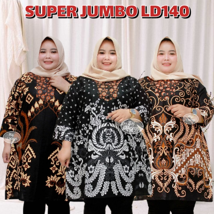 Atasan Wanita Baju Tunik Batik Jumbo Size XXXXL LD140CM LD 140 Baju Batik Wanita Gemuk Kekinian Mura