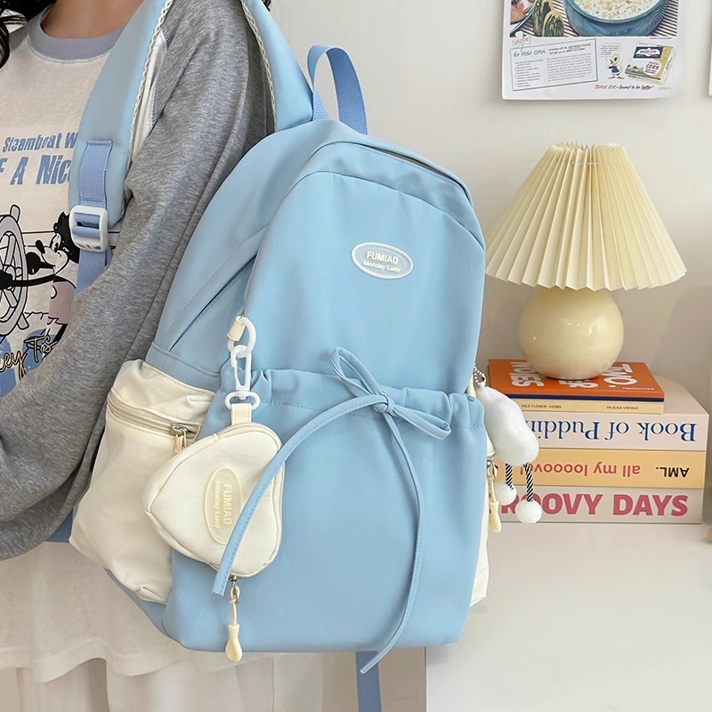 Tas Ransel Wanita berwarna perme gaya perguruan tinggi tas sekolah mahasiswa fashion kuliah laptop w