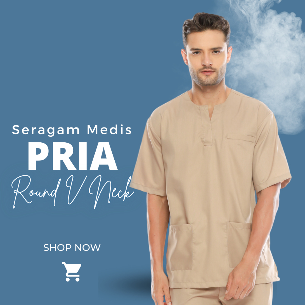 MEDISCRUB - BAJU JAGA OK | ROUND V NECK PRIA | Scrub Medis | Seragam Dokter Pria | Baju Perawat Wani