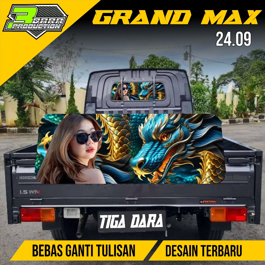 STIKER ONE WAY KACA BELAKANG MOBIL GRAND MAX DESAIN TERBARU 24.09