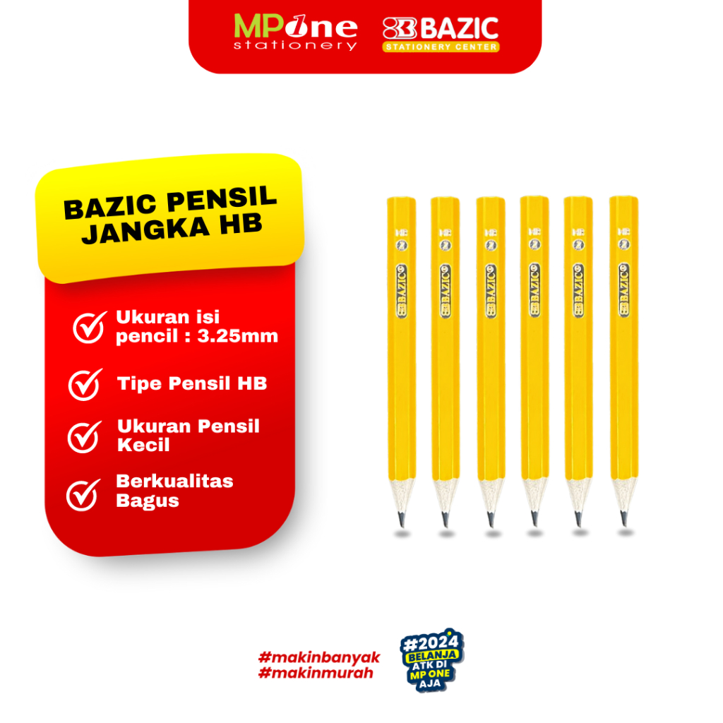 

(1 PCS) Bazic Pensil HB 700 Kecil Siap Pakai / Pensil HB Jangka Kecil Bazic