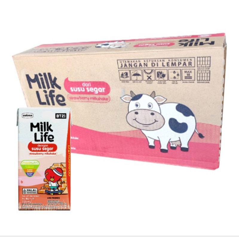 

Milk Life Susu UHT Milkshake Stroberi 40 x 115 ml - Karton