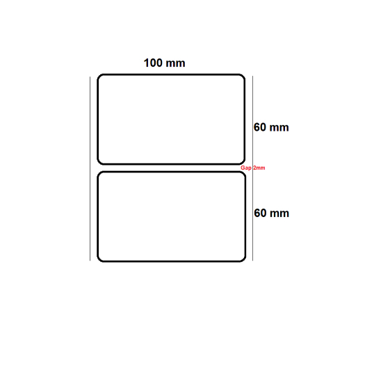 

Label sticker barcode Thermal TOP 100x60mm 1 Line 1000pcs Gap 2mm Core 1" (1 Pack 6 Roll)