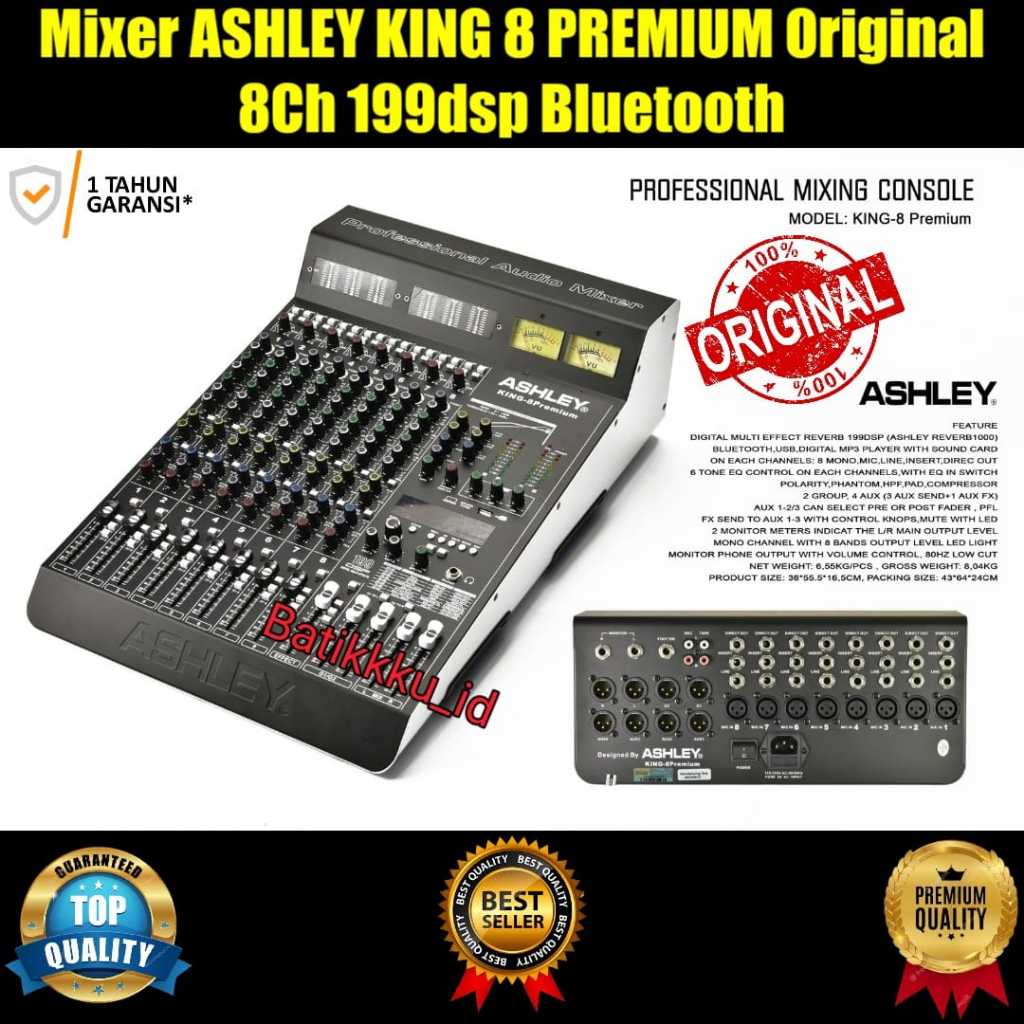 Mixer ASHLEY KING 8 PREMIUM KING8 PREMIUM ORIGINAL 8CH NEW REVERB 199 DSP