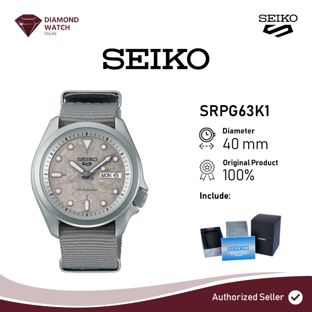 Seiko 5 Sports Automatic 40mm Grey Dial Grey Nylon Strap SRPG63K1