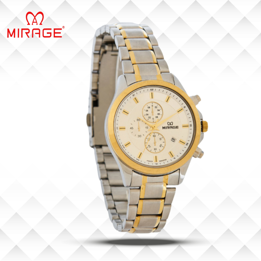 Mirage Jam Tangan Wanita Analog 8787 L Silver Gold Original Stainless