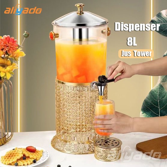 Ay00 Dispenser jus 8L Air Minum Jus Tower Tempat Penyimpanan Air Gold dengan Stand Gold Mewah