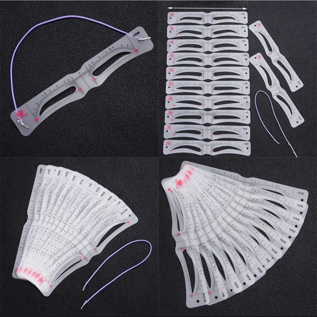 Cetakan Alis isi 12Pcs Kartu Cetakan Alis Aneka Bentuk Untuk Makeup Wanita Cetakan Alis Tali Cetakan