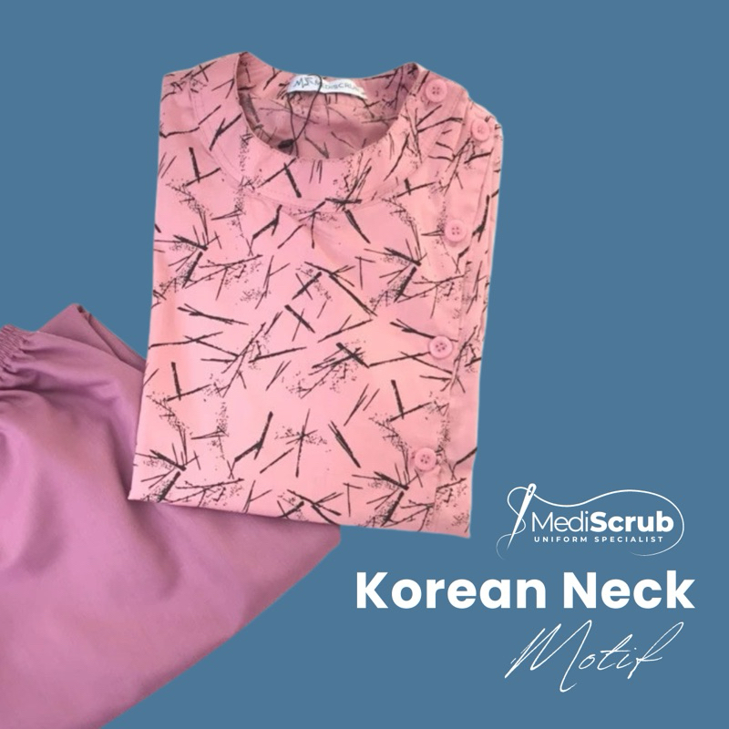 MEDISCRUB - KOREAN STYLE MOTIF - Baju Jaga Dokter Perawat Doctor Nurse Medical Uniform