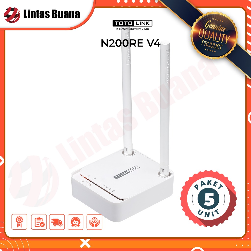 PAKET 5 UNIT Totolink N200RE Versi 4 / N 200RE V4 300Mbps Wireless Router