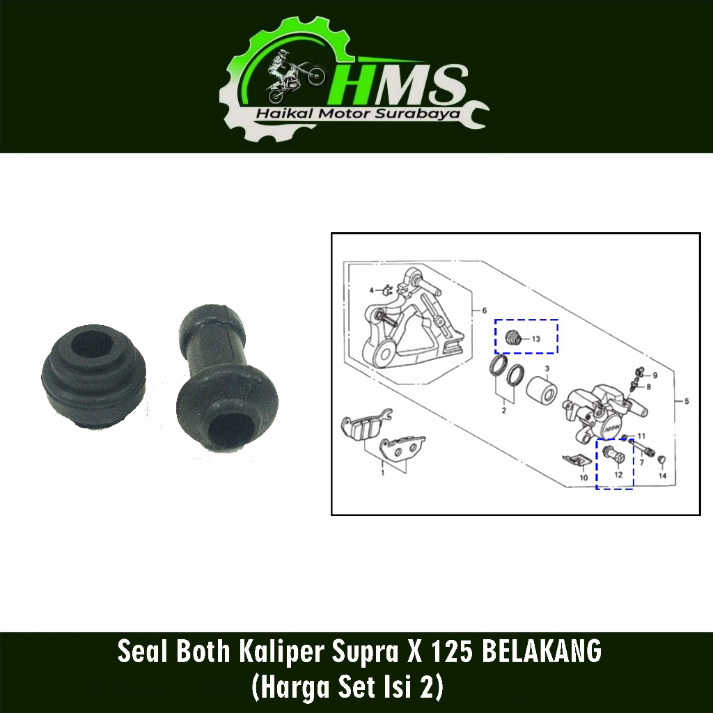 Seal Both Kaliper Supra X 125 BELAKANG (Harga Set Isi 2) - Karet But Caliper Usus Cakram Belakang
