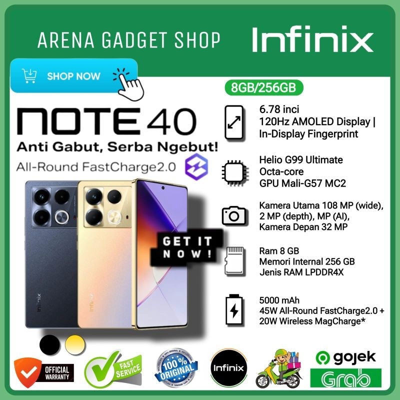 Infinix Note 40 Ram 8/256GB New Garansi Resmi Infinix 8+8/256GB Note40