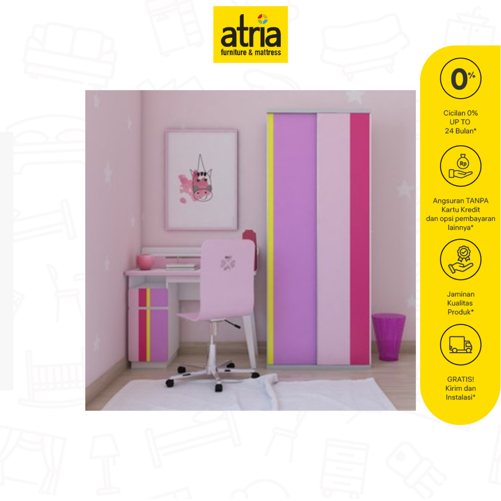 Atria Meja Belajar Kids Set Jazlyn Pink Purple