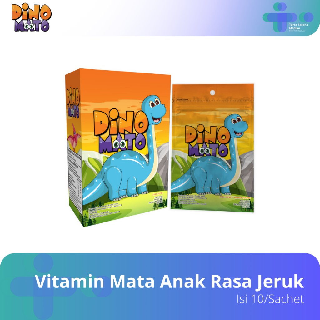 Dino Mato Vitamin Mata Anak Rasa Jeruk Isi 10 Permen/Sachet