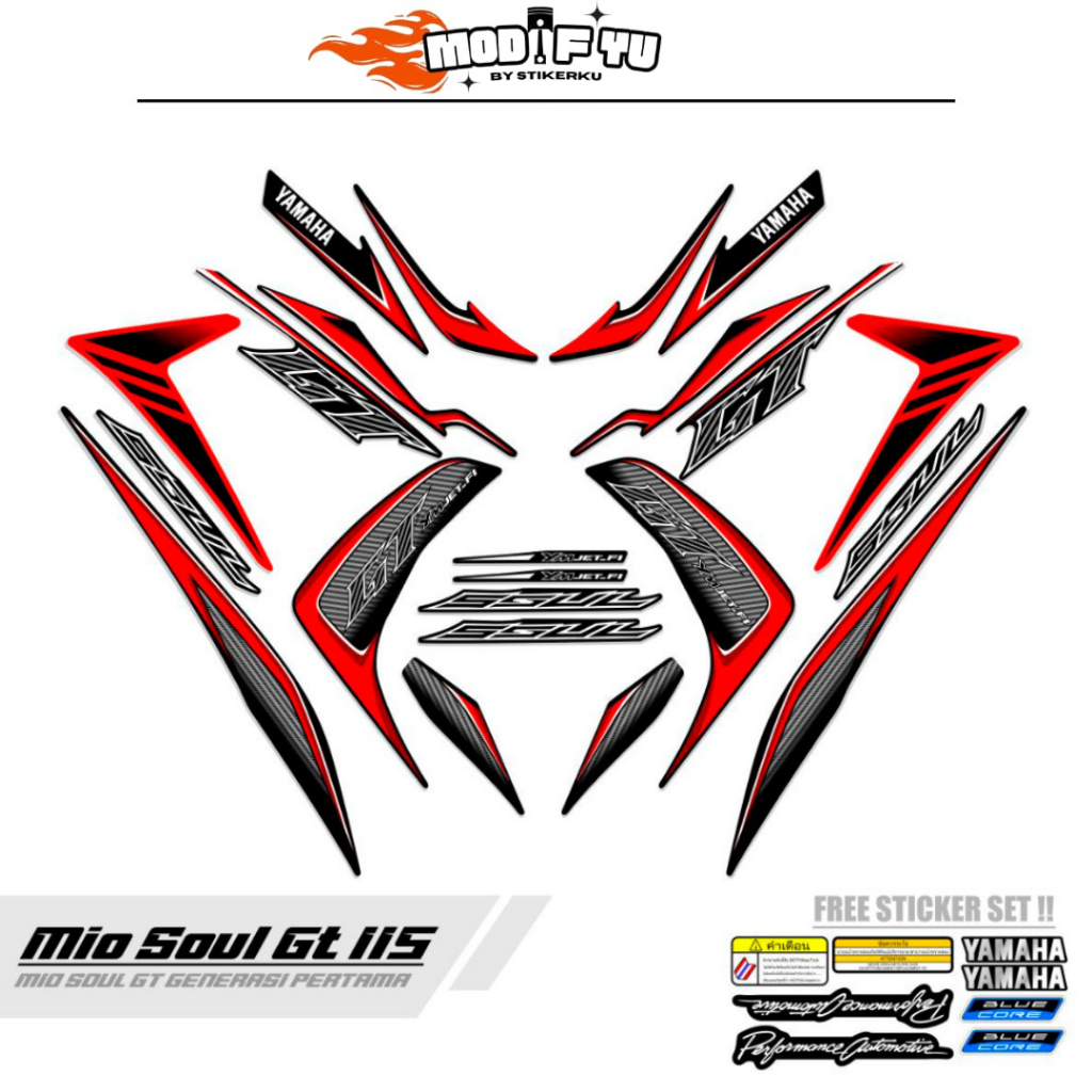 "STRIPING SOUL GT 115 MOTIF 01 / TAHUN 2014 BLUECORE / GEN 1 / MIO SOUL GT 115/ LED / STIKER/ STICKE