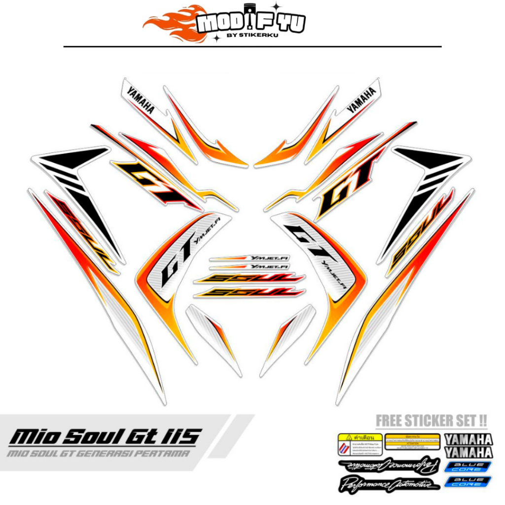 STRIPING SOUL GT 115 MOTIF 04 / TAHUN 2014 BLUECORE / GEN 1 / MIO SOUL GT 115/ LED / STIKER/ STICKER