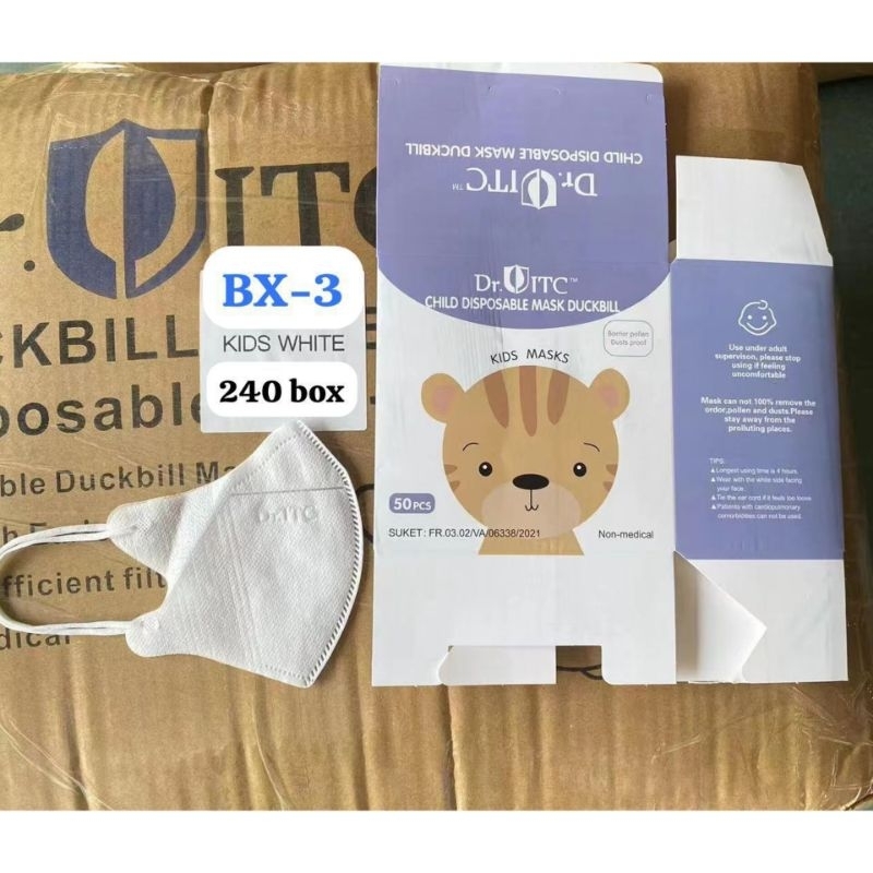 Masker Duckbill Anak Polos 3ply warna hitam putih