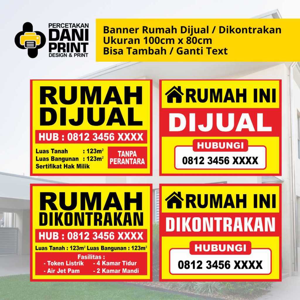 Spanduk / Banner Rumah Dijual / Rumah Dikontrakan