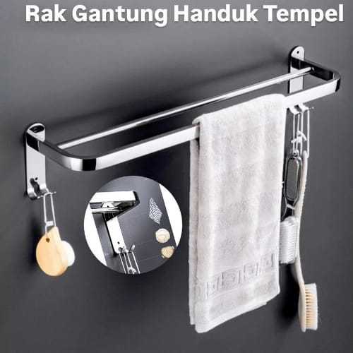 Rak Handuk Kamar Mandi Tempat Handuk Tempel Dinding Wall Mounted