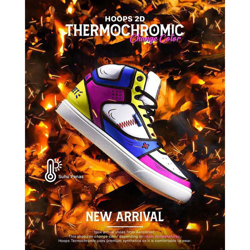Aerostreet x Hoops High 2D Thermocromic 37-44 Putih Biru Royal Hitam - Sepatu Sneakers Casual (RAEDY