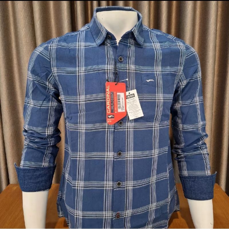 KEMEJA PRIA CARDINAL ORIGINAL BIRU KOTAK KOTAK