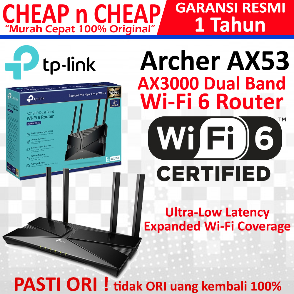 TP-Link Archer AX53 AX3000 WiFi 6 Router - TPlink Router Acces Point Dual-Band Gigabit Ports OFDMA M