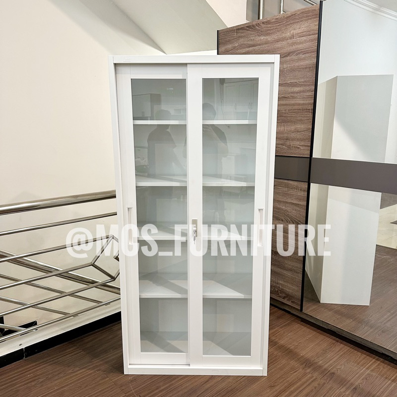 Lemari Arsip Dokumen Besi Sliding Kaca Hiasan Tas Mebel MCS Furniture Semarang Harga Pabrik