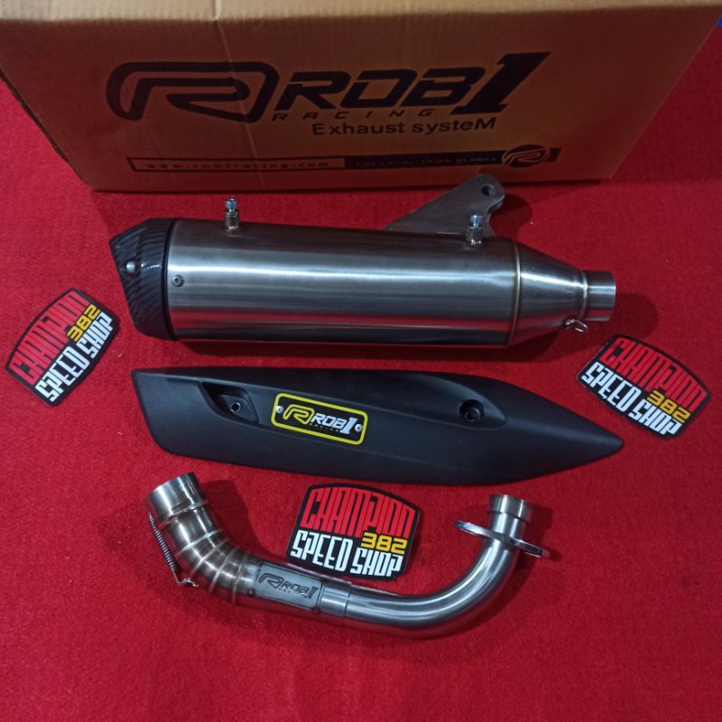 Knalpot Standar Racing ROB1 Stainless Cup Cap V BORE UP 150cc-250cc Mio Sporty Mio Smile Mio Soul Ka