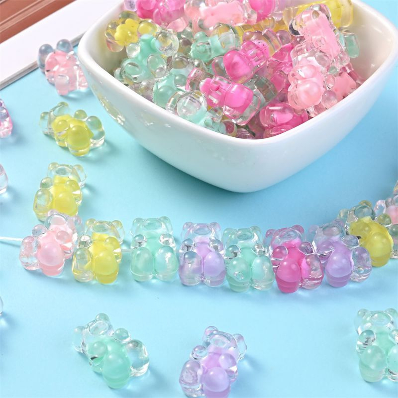 1 Pon 1/2 Pon Manik Manik Mote Isi Bear Kristal Transparan Manik Akrilik Spacer Warna Warni Bening