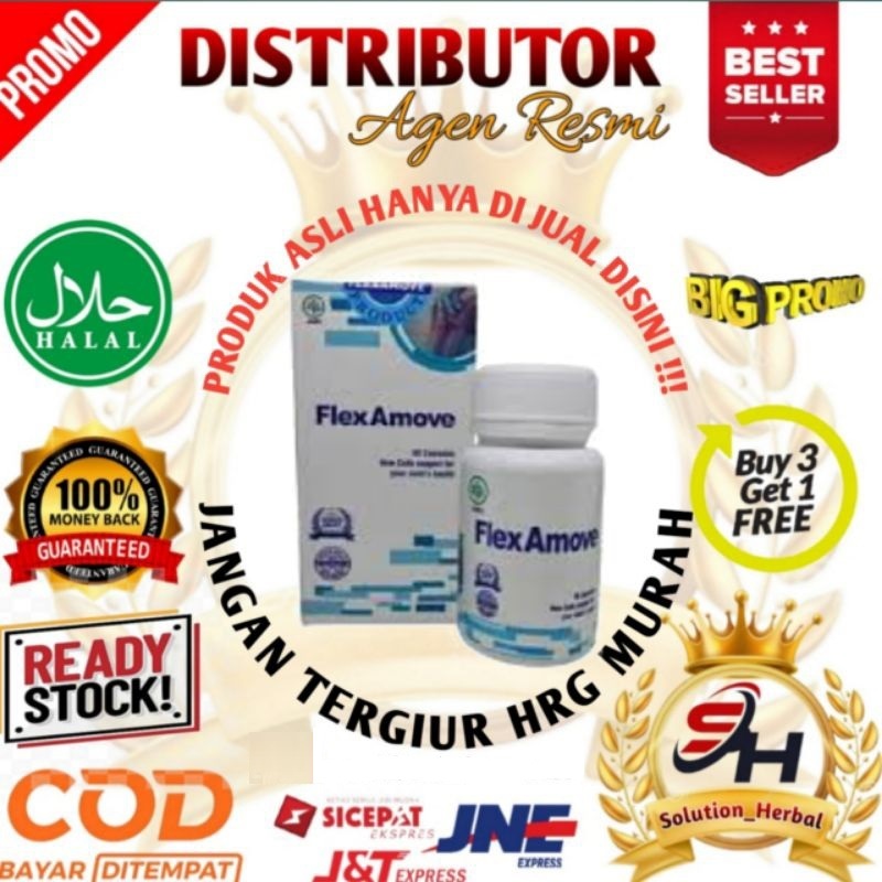 FlexAmove Asli Obat FlexAmove Mengobati Nyeri Sendi & Tulang Herbal Alami BPOM