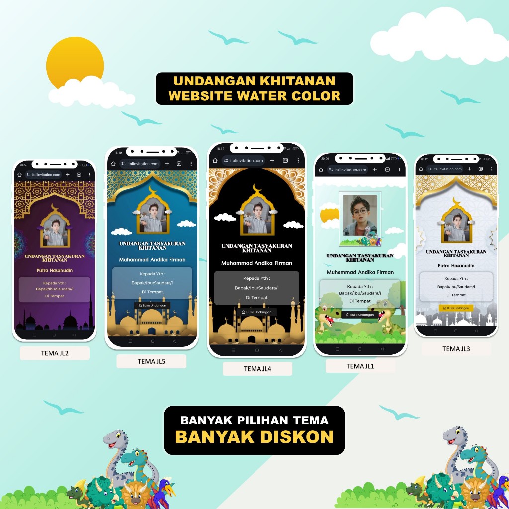 Undangan Digital Website Khitanan / Khitan Menggunakan Foto & Tanpa Foto Undangan Digital Web