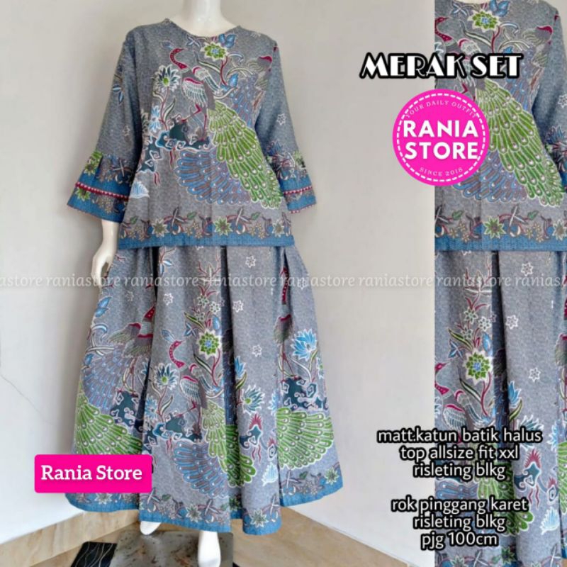 set kekinian rok blouse Batik Ori solo #Merak Set