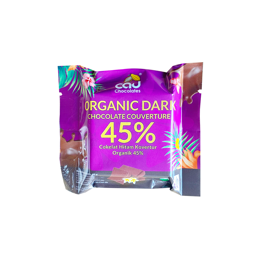 

Organic Dark Chocolate Couverture 45% and 45% Seasalt -40g