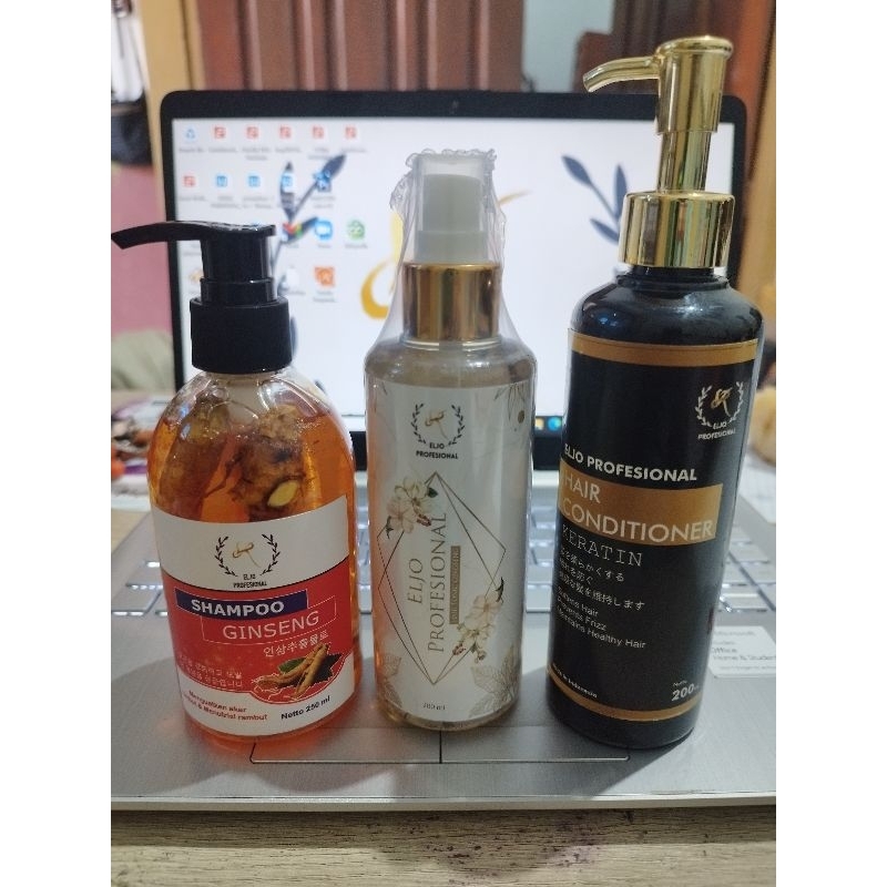 ELJO PROFESIONAL satu paket BUNDLING / sampo gingseng/hair tonic/ conditioner keratin