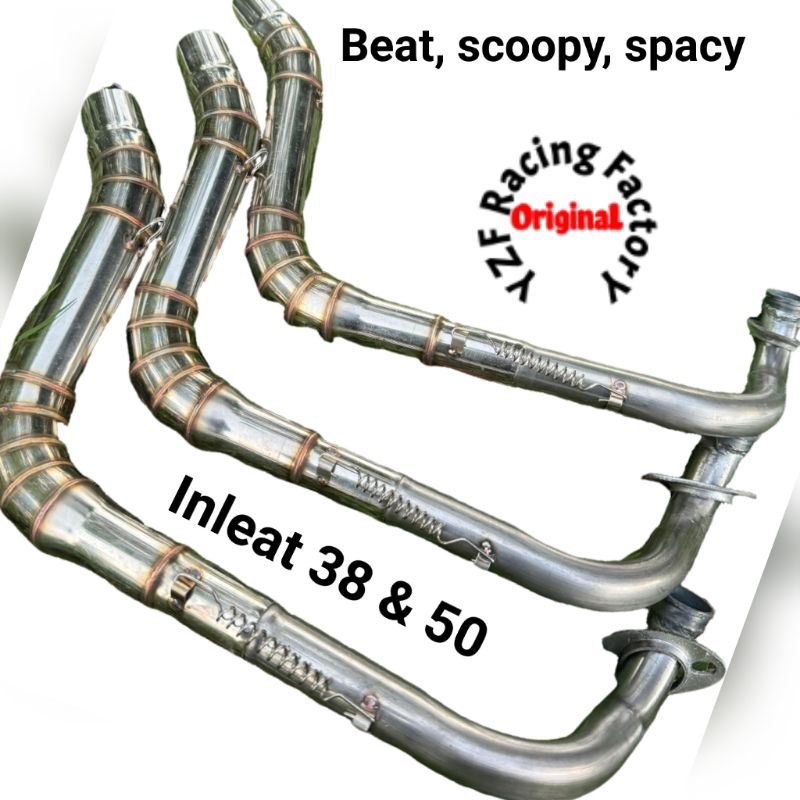 TERLARIS Leher knalpot Stainless ( Beat & Scopy di bawah 2020 , Spacy ) Samping COBRA Inlet 50 & 38 