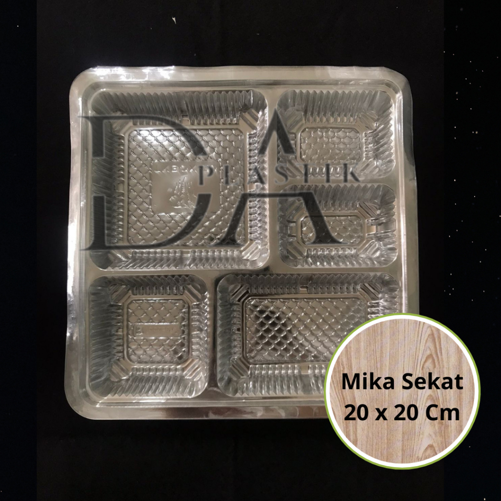 50Pcs Tray Mika Sekat 20x20cm | Mika Untuk Kotak Nasi | Mika Dus Nasi Kotak