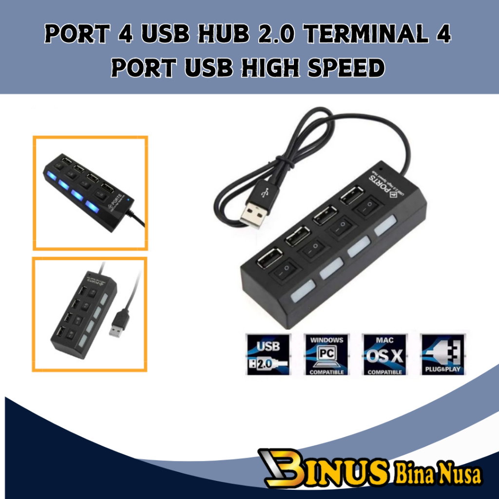 Port 4 USB HUB 2.0 Terminal 4 Port USB High Speed Port USB Cabang 4 Port USB Laptop Port USB Charger