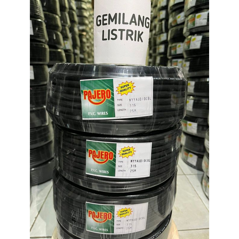 Kabel listrik/audio PAJERO 3x1,5mm (25meter/RoLL)Isi 3 Serabut Tebal