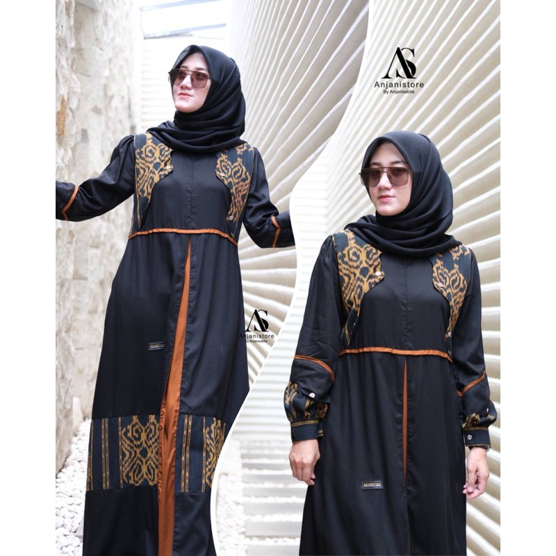 Gamis dress Hitam Belah Kunyit spesial Mufest ORIGINAL BY ANJANISTOR BAHAN TWILL