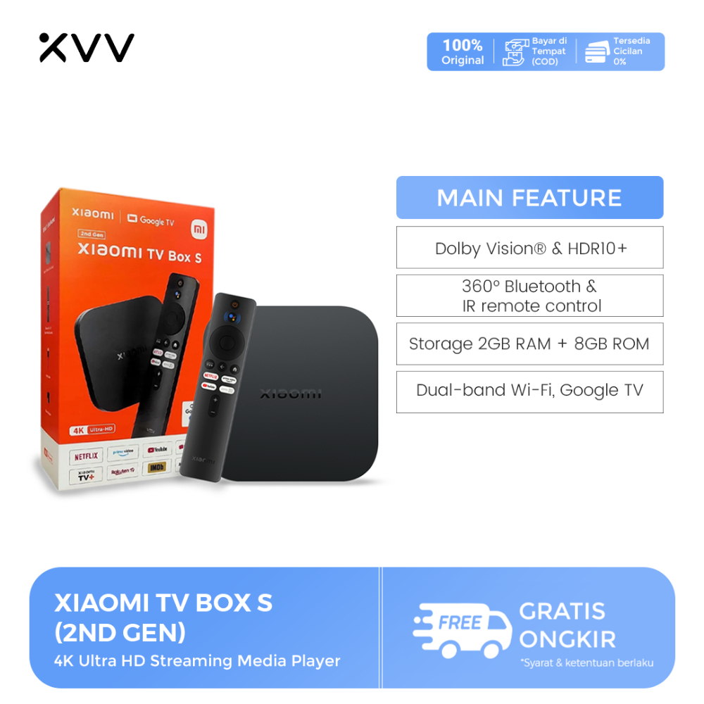 Mi TV Box S 2nd Gen│4K Ultra HD Streaming Media Player Quad-core Cortex A55 BT5.2 Smart TV Box