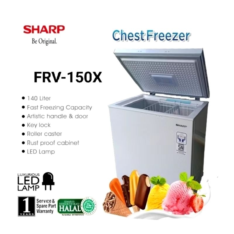 SHARP FRV 150X CHEST FREEZER BOX 140 LITER LAMPU