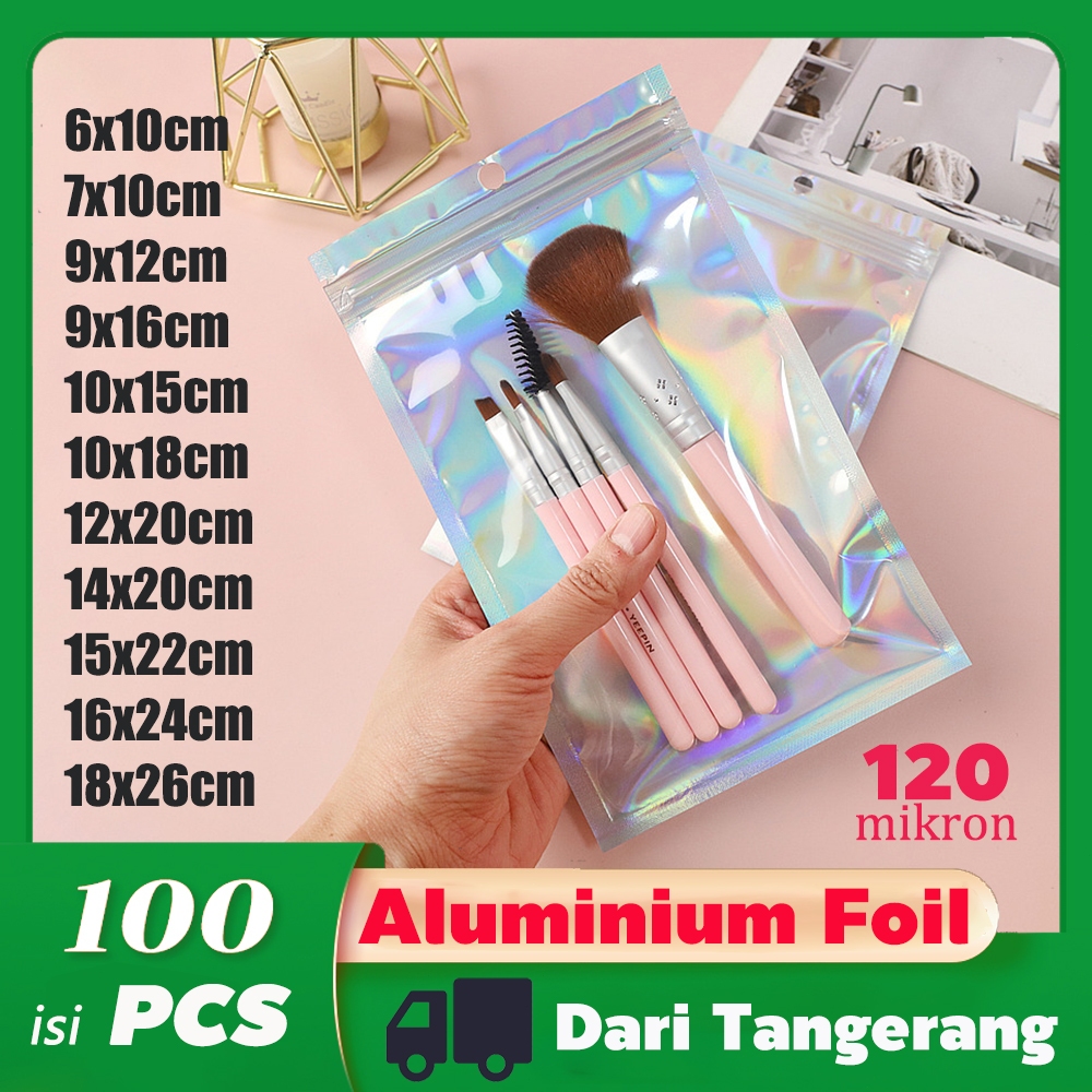 

100PCS Plastik Ziplock Hologram Bening Kartu, Perhiasan, Souvenir, Snack, Aksesoris HP, Makanan, Bumbu Mewah