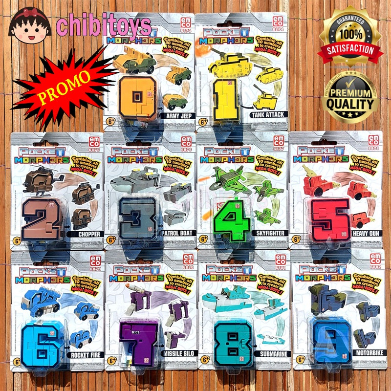 Transformers Pocket Morphers Numbe 0 1 2 3 4 5 6 7 8 9 Robot Angka Poket Number Original Emco