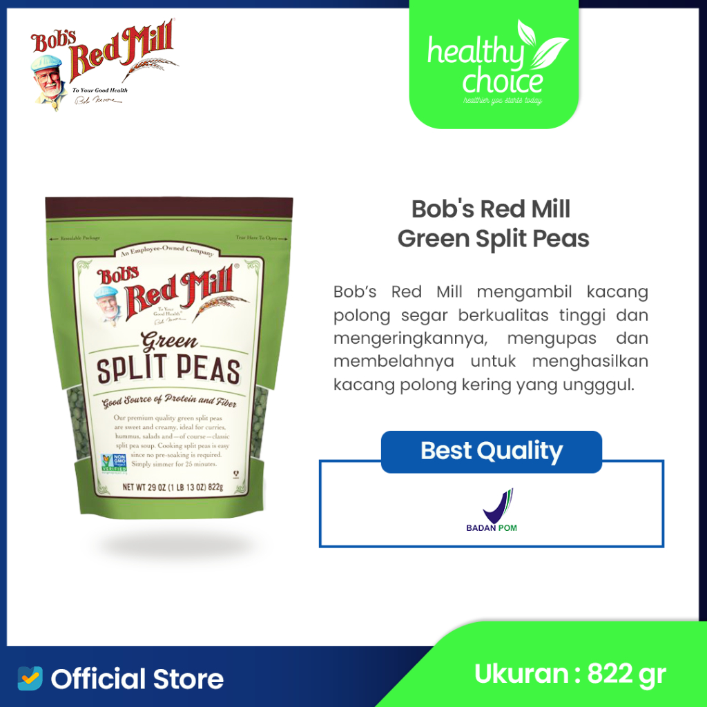 

Bob's Red Mill Green Split Peas 822gr