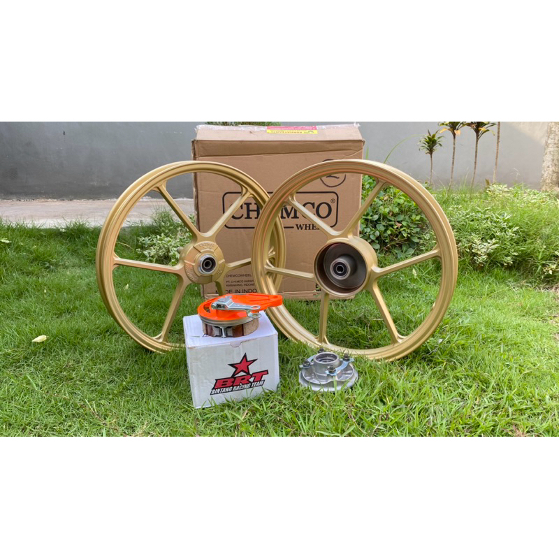 VELG PALANG VELG BRT CHEMCO GOLD VELEG PELEK PALANG BRT CHEMCO ORIGINAL GOLD SET DEPAN BELAKANG UKUR