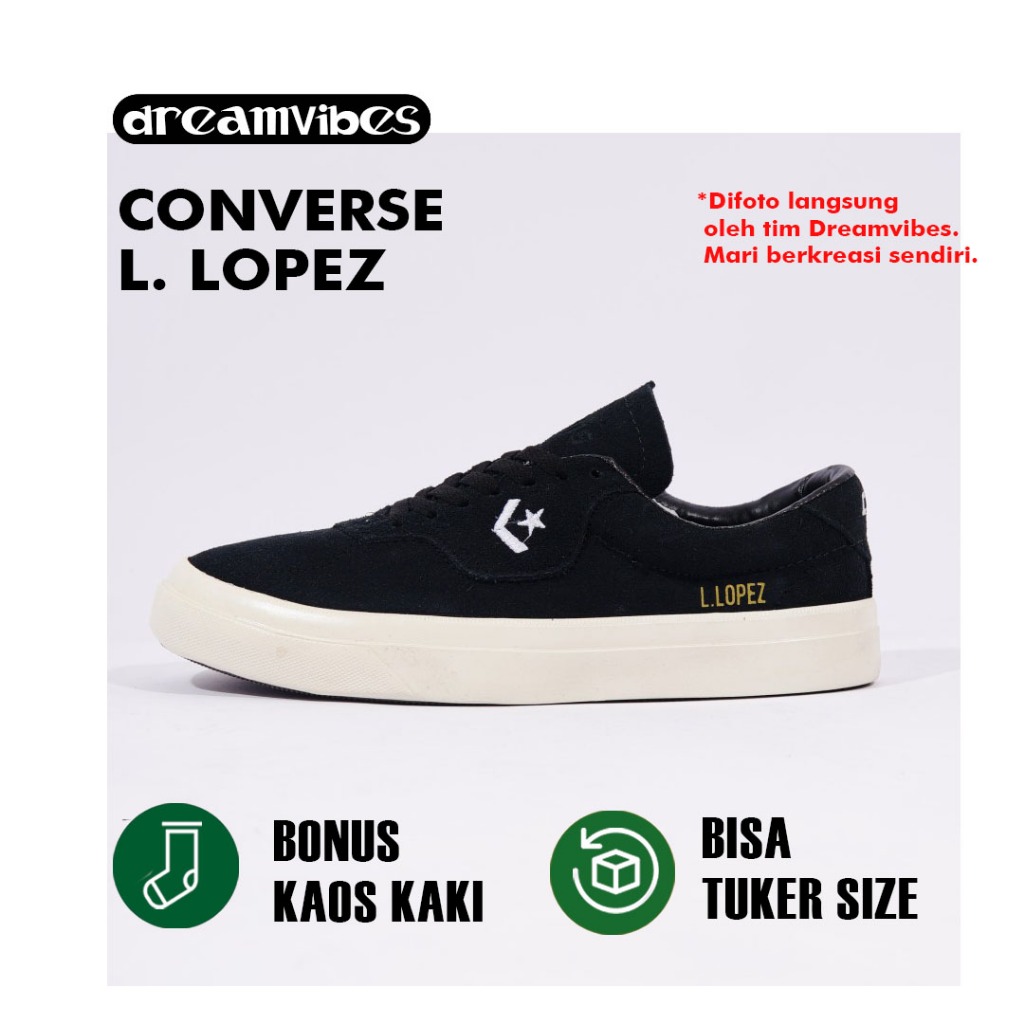 ORIGINAL SEPATU CONVERSE SNEAKERS CONVERSE ONE STAR PLAYER OX BLACK WHITE J. LOPEZ HITAM PUTIH 2026