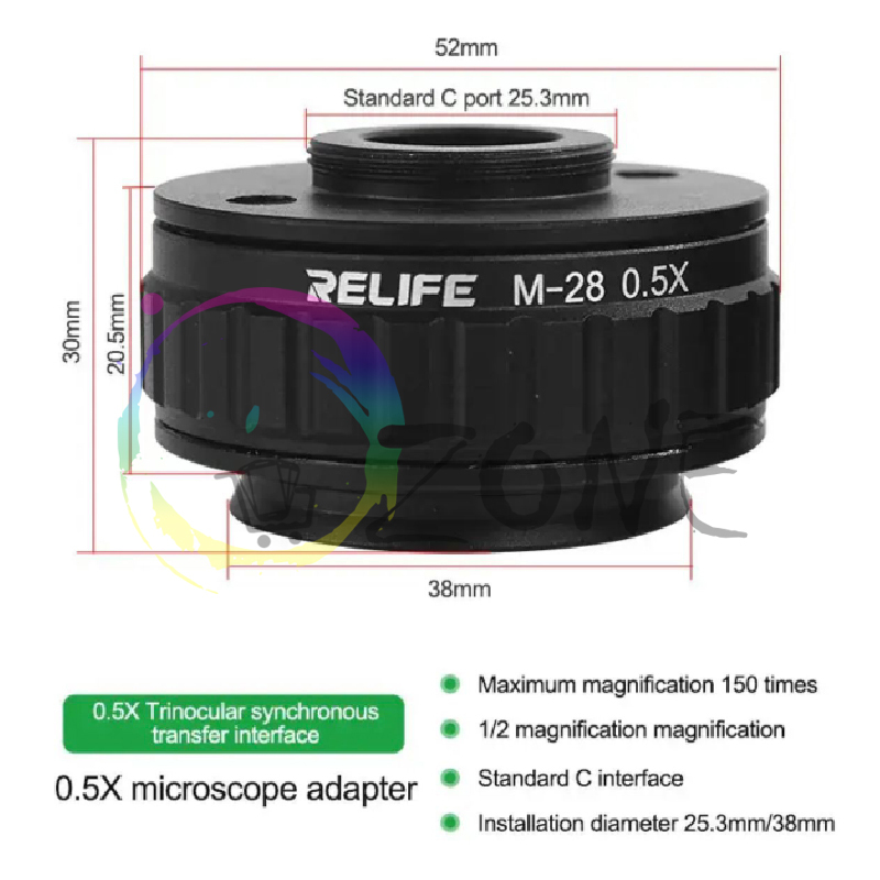 C-MOUNT LENS SZMCTV1/2 0.5X LENSA ADAPTOR KAMERA MIKROSKOP TRINOCULAR M-28