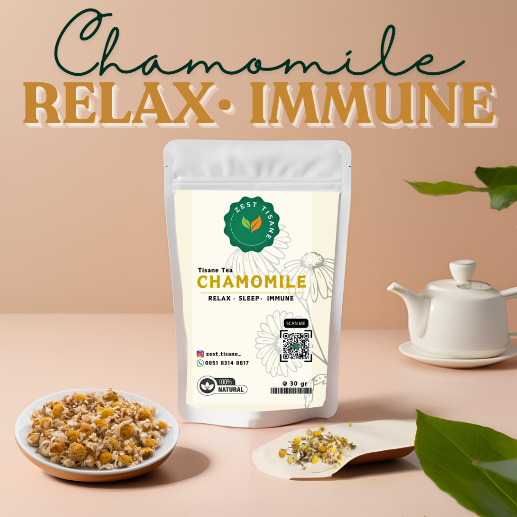 

Zest Tisane - Premium Chamomile Tea | Teh Bunga Kamomile | Teh Bunga Chamomile | Teh Detox | Teh Mempermudah Tidur | Teh organik impor